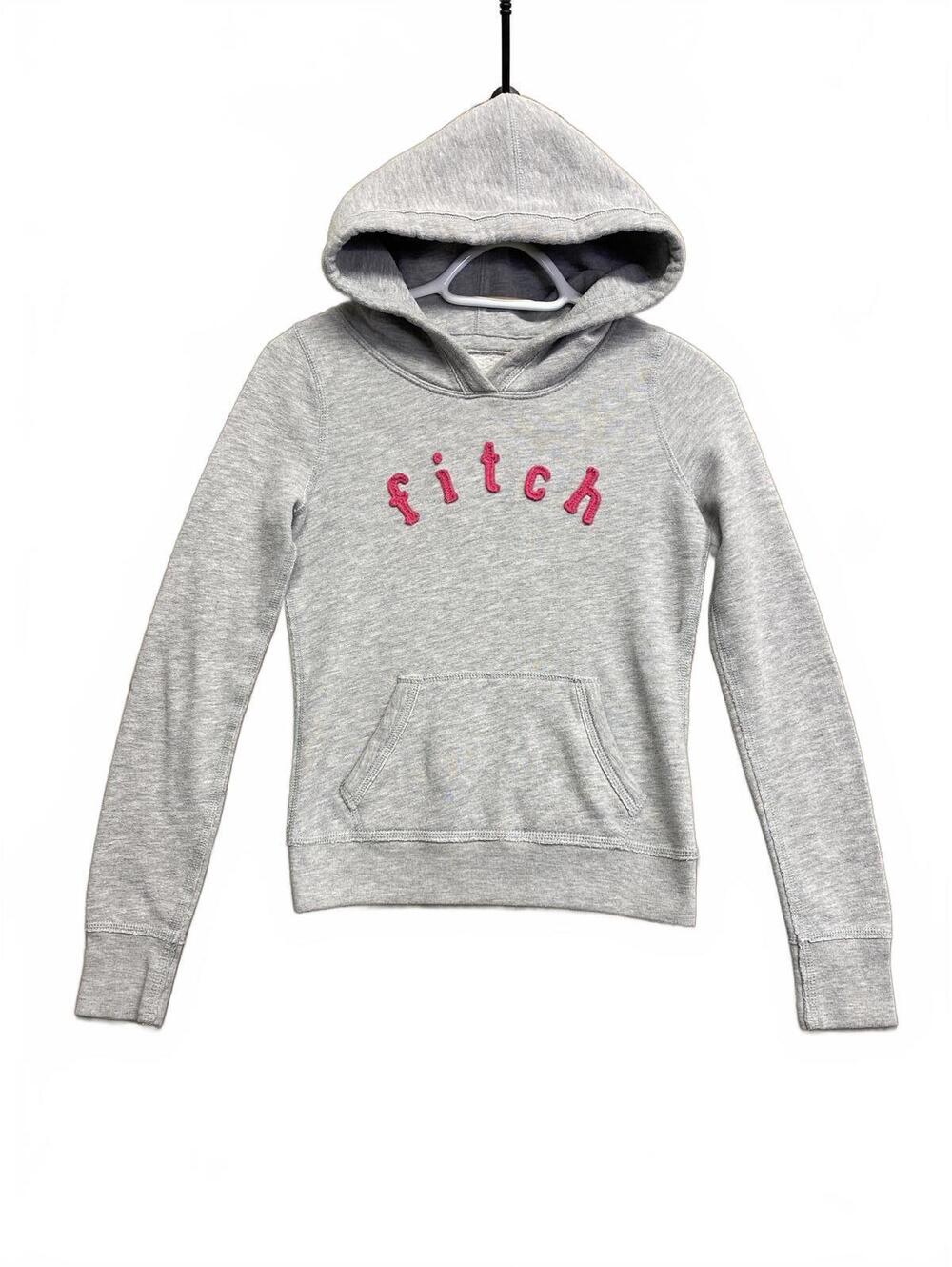 Abercrombie & Fitch Grey Hoodie with Pink 'fitch' Embroidery Womens Size M